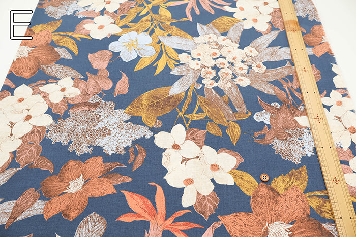 C/L Muslin Print Fabric- Botanical Flower - nomura tailor
