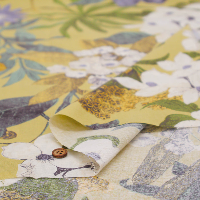 C/L Muslin Print Fabric- Botanical Flower - nomura tailor