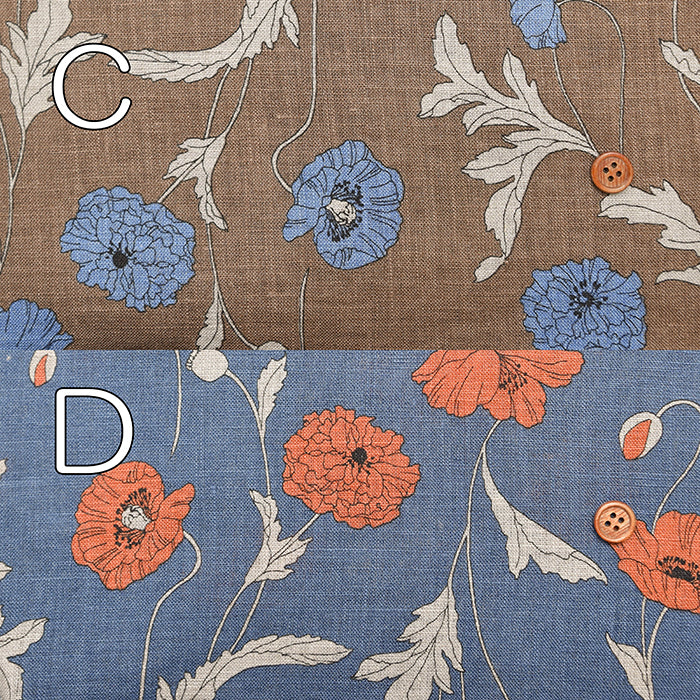 Linen sheeting printed fabric Flower - nomura tailor