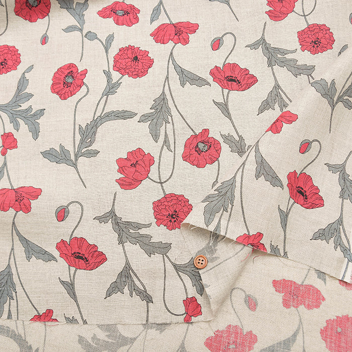 Linen sheeting printed fabric Flower - nomura tailor