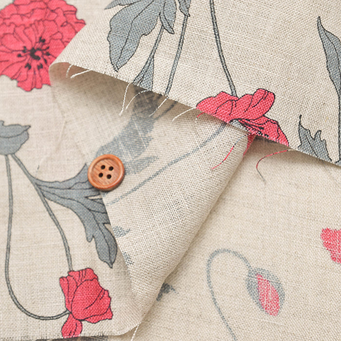 Linen sheeting printed fabric Flower - nomura tailor