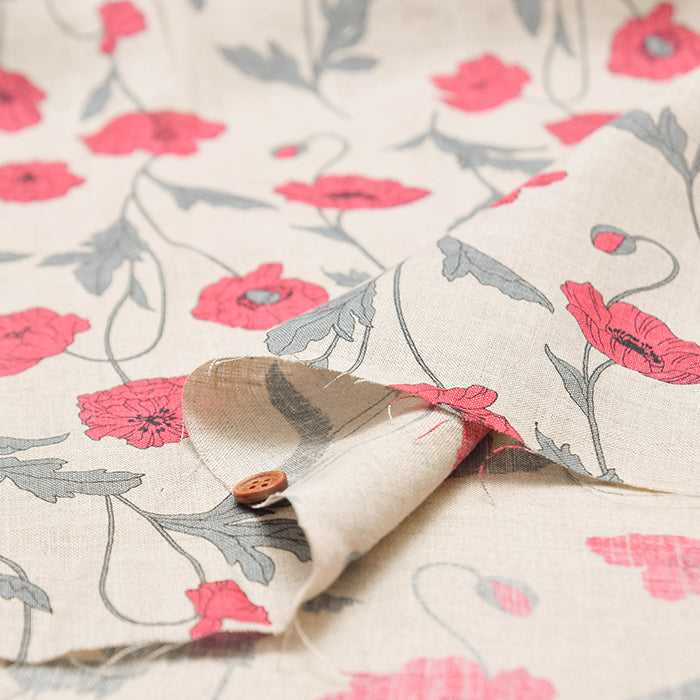 Linen sheeting printed fabric Flower - nomura tailor