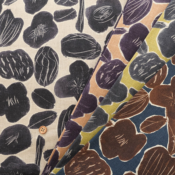 Half-Linen Muslin printed Fabric - Flower - nomura tailor
