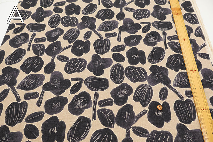 Half-Linen Muslin printed Fabric - Flower - nomura tailor