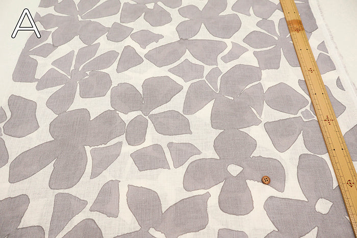 Linen Muslin printed Fabric - Flower Motif - nomura tailor
