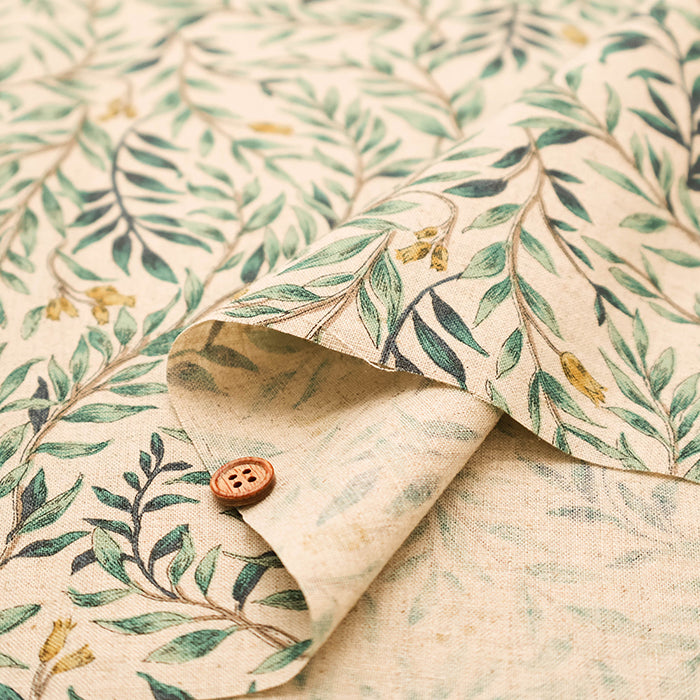 Half Linen Muslin Print Fabric - Flower - nomura tailor