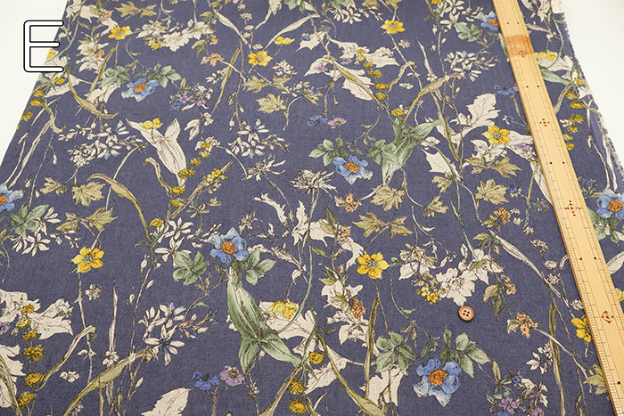 Linen Muslin printed Fabric - Botanical Flower - nomura tailor