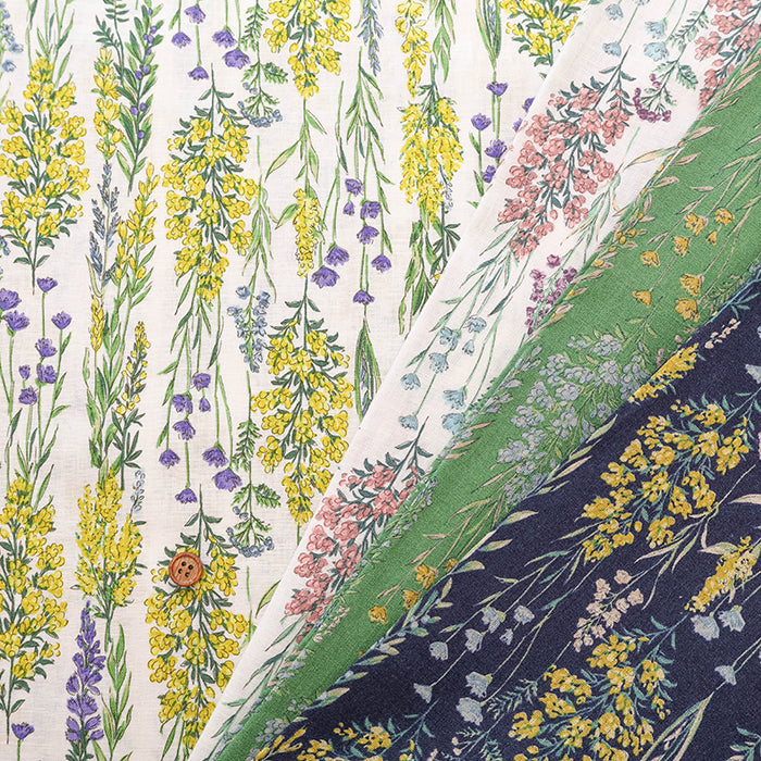 Half-Linen Muslin Print Fabric - Flower - nomura tailor