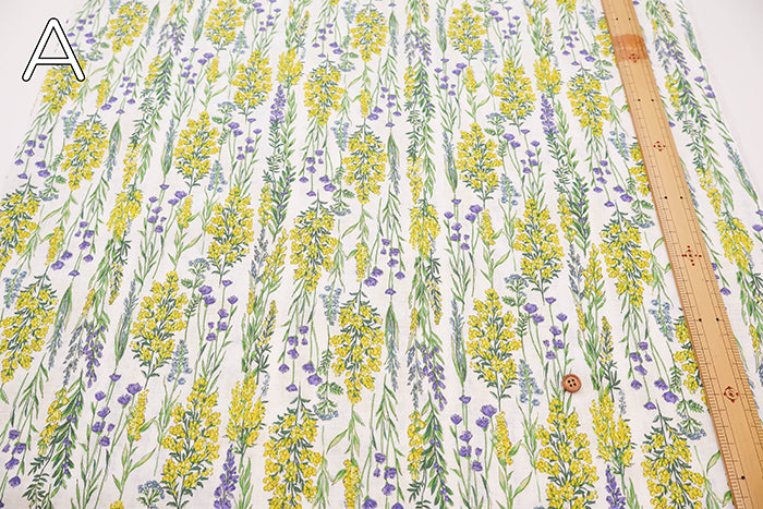 Half-Linen Muslin Print Fabric - Flower - nomura tailor