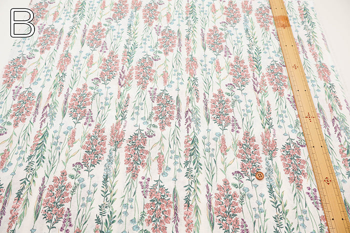 Half-Linen Muslin Print Fabric - Flower - nomura tailor