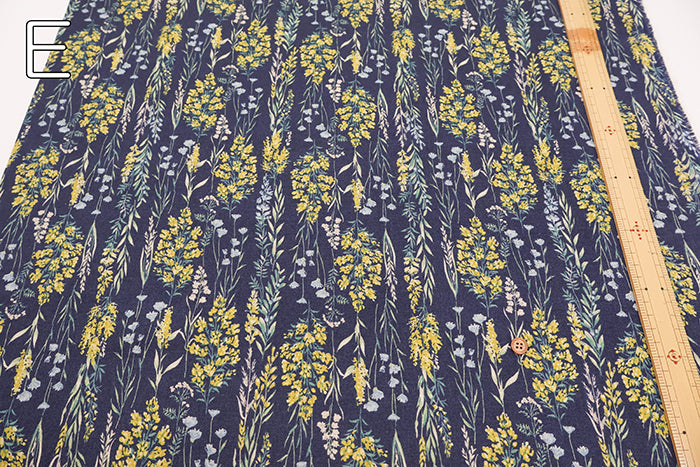 Half-Linen Muslin Print Fabric - Flower - nomura tailor