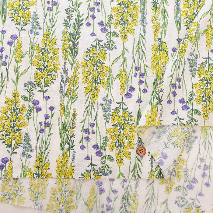 Half-Linen Muslin Print Fabric - Flower - nomura tailor