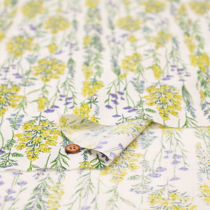 Half-Linen Muslin Print Fabric - Flower - nomura tailor