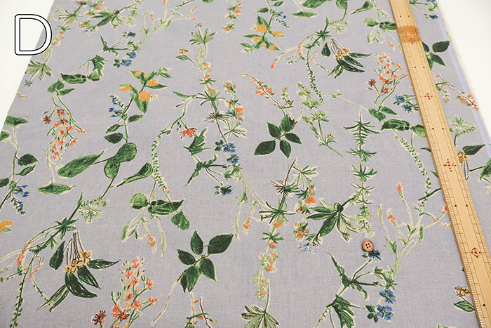Half-Linen Muslin Print Fabric - Botanical Flower - nomura tailor