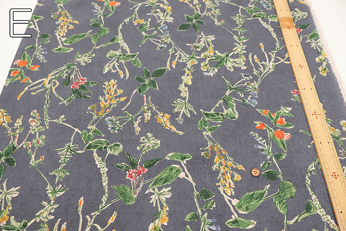 Half-Linen Muslin Print Fabric - Botanical Flower - nomura tailor