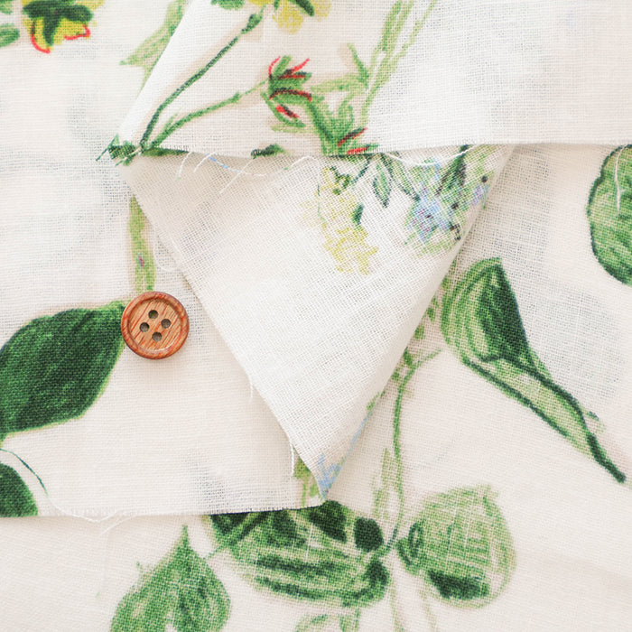Half-Linen Muslin Print Fabric - Botanical Flower - nomura tailor