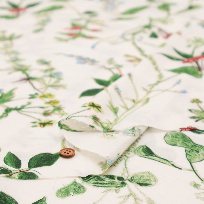 Half-Linen Muslin Print Fabric - Botanical Flower - nomura tailor