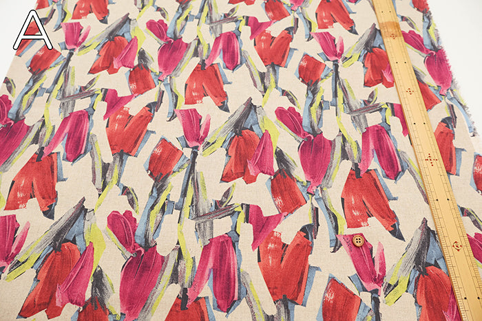 Half-Linen Muslin Print Fabric - Motif Flower - nomura tailor