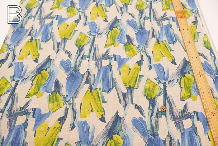 Half-Linen Muslin Print Fabric - Motif Flower - nomura tailor