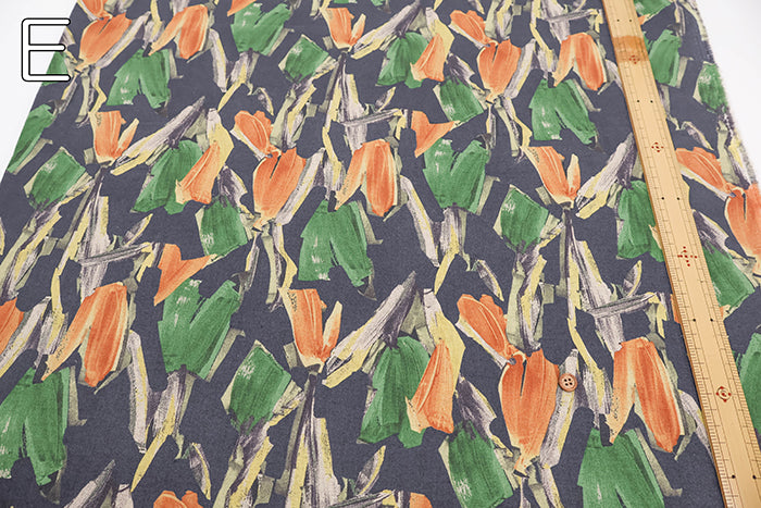 Half-Linen Muslin Print Fabric - Motif Flower - nomura tailor
