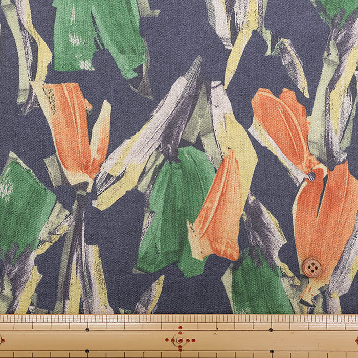 Half-Linen Muslin Print Fabric - Motif Flower - nomura tailor