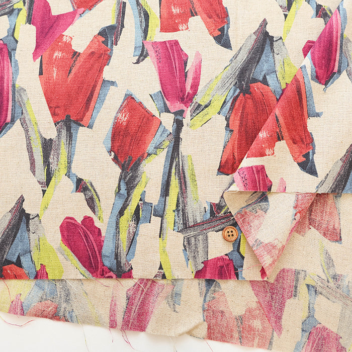 Half-Linen Muslin Print Fabric - Motif Flower - nomura tailor