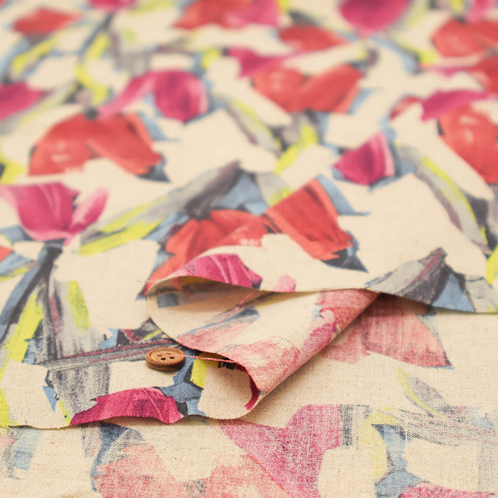 Half-Linen Muslin Print Fabric - Motif Flower - nomura tailor