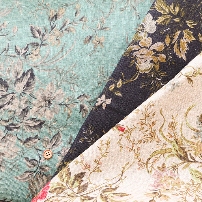 Royal Soft Linen Printed Fabric - Botanical - nomura tailor