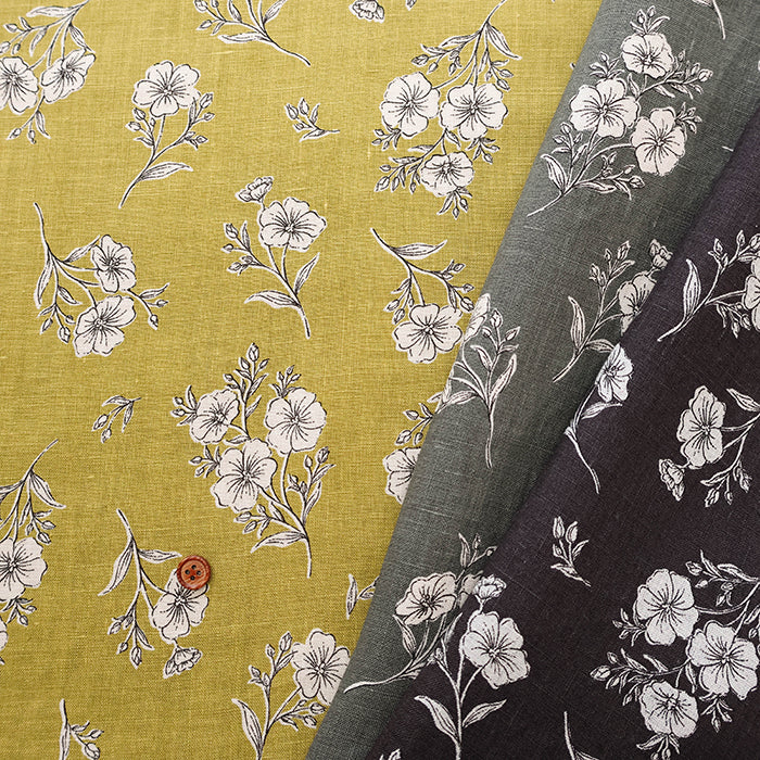 40 Linen Print Fabric - Flower - nomura tailor