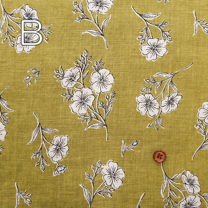 40 Linen Print Fabric - Flower - nomura tailor