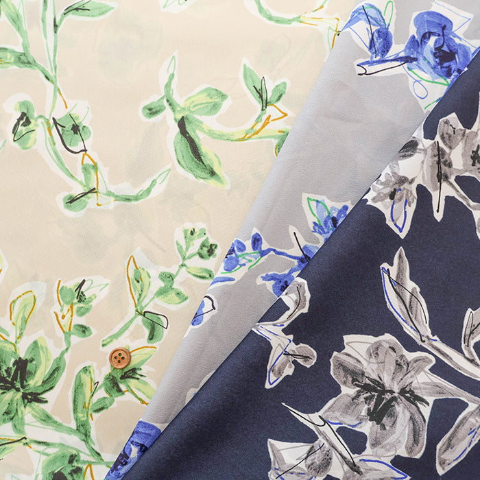 Polyester Antique Dechine Printed Fabric - Flower - nomura tailor