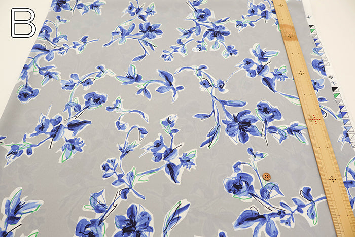 Polyester Antique Dechine Printed Fabric - Flower - nomura tailor