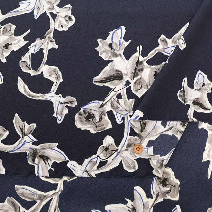 Polyester Antique Dechine Printed Fabric - Flower - nomura tailor