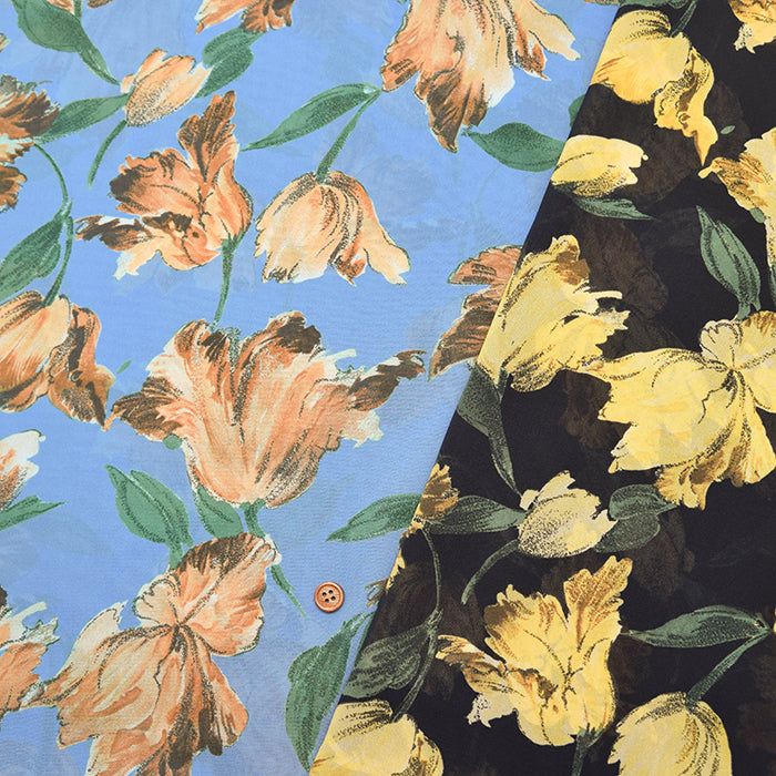 Polyester Georgette Inkjet-Printed Fabric - Flower - nomura tailor