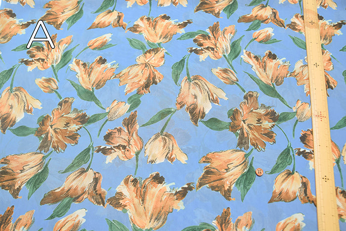 Polyester Georgette Inkjet-Printed Fabric - Flower - nomura tailor