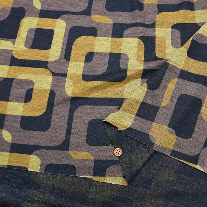 Lyocell Knit Printed Fabric - Geometric Pattern - nomura tailor