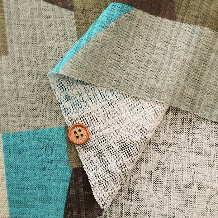 Linen-look Rib Knit Print Fabric - Block - nomura tailor