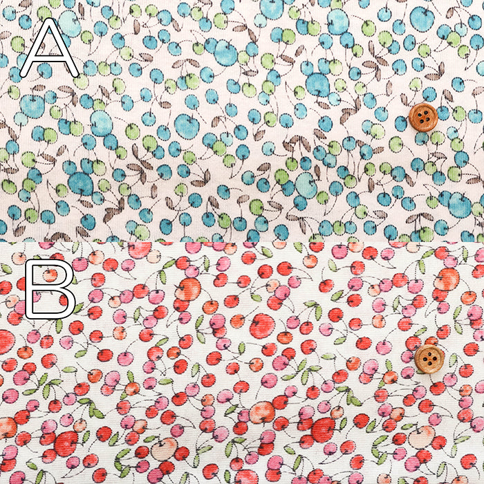 Silket UV-treated Cotton High-twist Ribbed Knit Print Fabric -  Apples and Cherries - nomura tailor