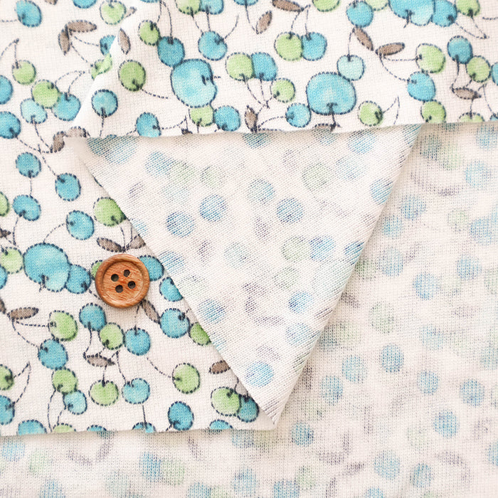 Silket UV-treated Cotton High-twist Ribbed Knit Print Fabric -  Apples and Cherries - nomura tailor
