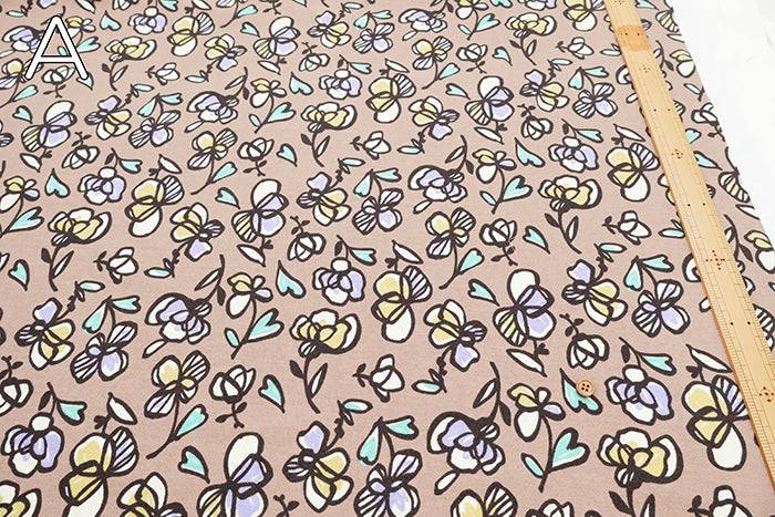 Silket UV-treated Cotton High-twist Ribbed Knit Print Fabric - Flower - nomura tailor