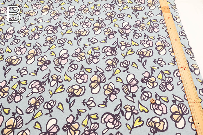 Silket UV-treated Cotton High-twist Ribbed Knit Print Fabric - Flower - nomura tailor