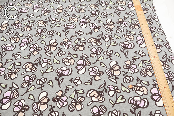 Silket UV-treated Cotton High-twist Ribbed Knit Print Fabric - Flower - nomura tailor