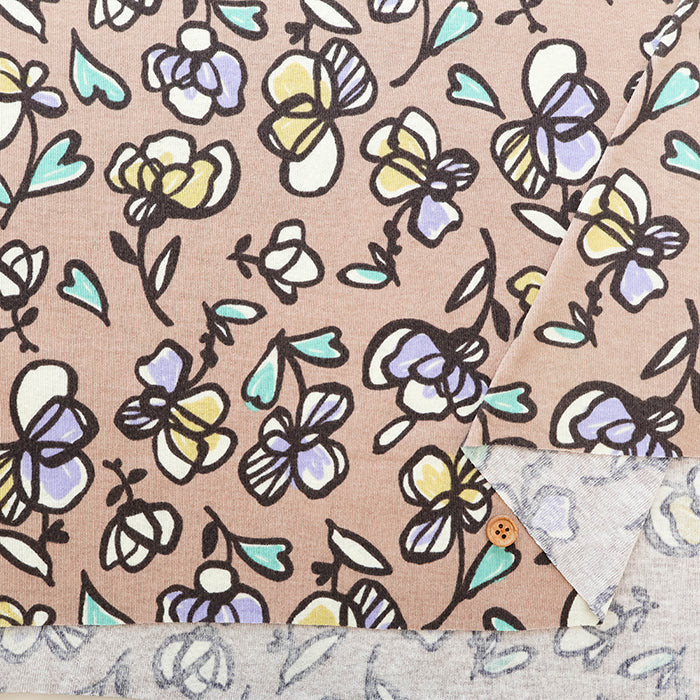 Silket UV-treated Cotton High-twist Ribbed Knit Print Fabric - Flower - nomura tailor