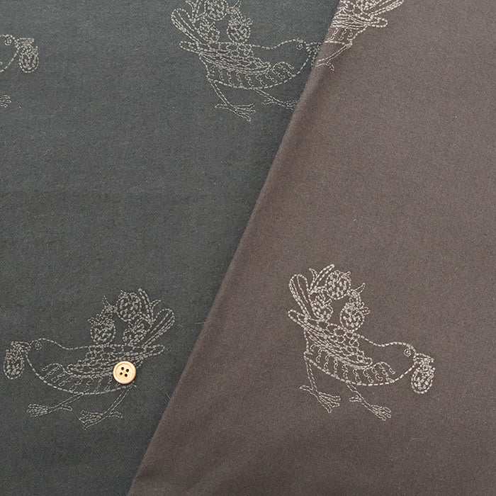 Made in China Cotton Viyella Embroidered Fabric - Bird - nomura tailor