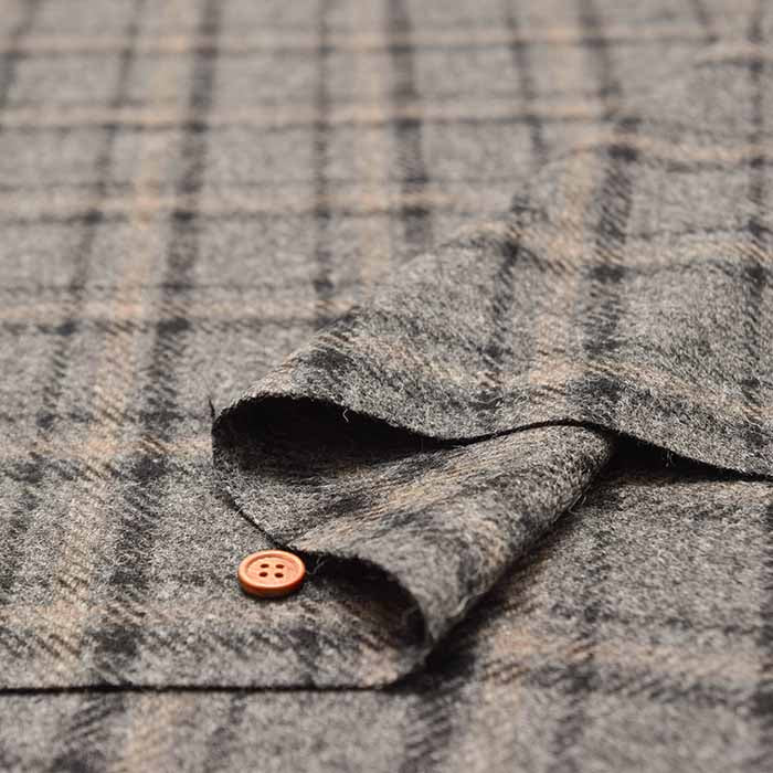 Recycled Wool Tweed Fabric - Check Pattern - nomura tailor