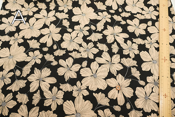 Angel Soft Finish Linen Print Fabric - Flower - nomura tailor