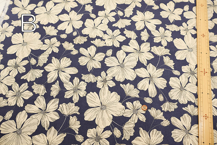 Angel Soft Finish Linen Print Fabric - Flower - nomura tailor