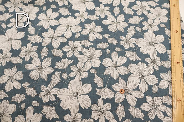 Angel Soft Finish Linen Print Fabric - Flower - nomura tailor