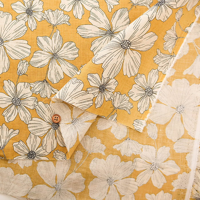 Angel Soft Finish Linen Print Fabric - Flower - nomura tailor