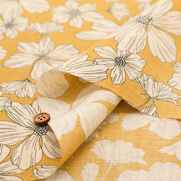 Angel Soft Finish Linen Print Fabric - Flower - nomura tailor